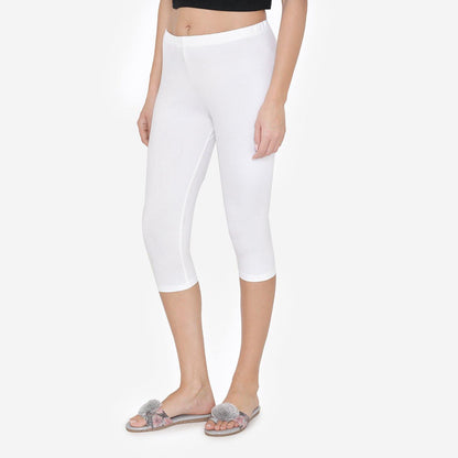 Women's Comfy Classy Capri Leggings - White - Bonjour Group