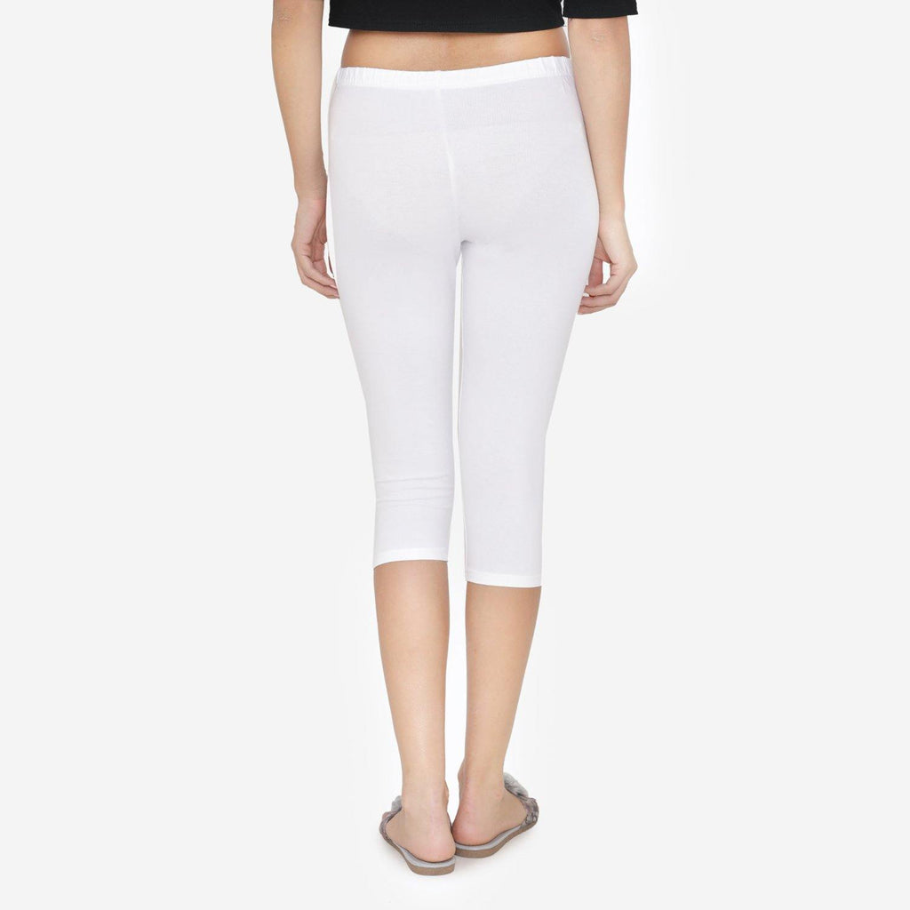 Buy Befli Combo Pack of 2 Skinny Fit 3/4 Lace Capri Leggings for Women  Black White XXX-Large at Amazon.in