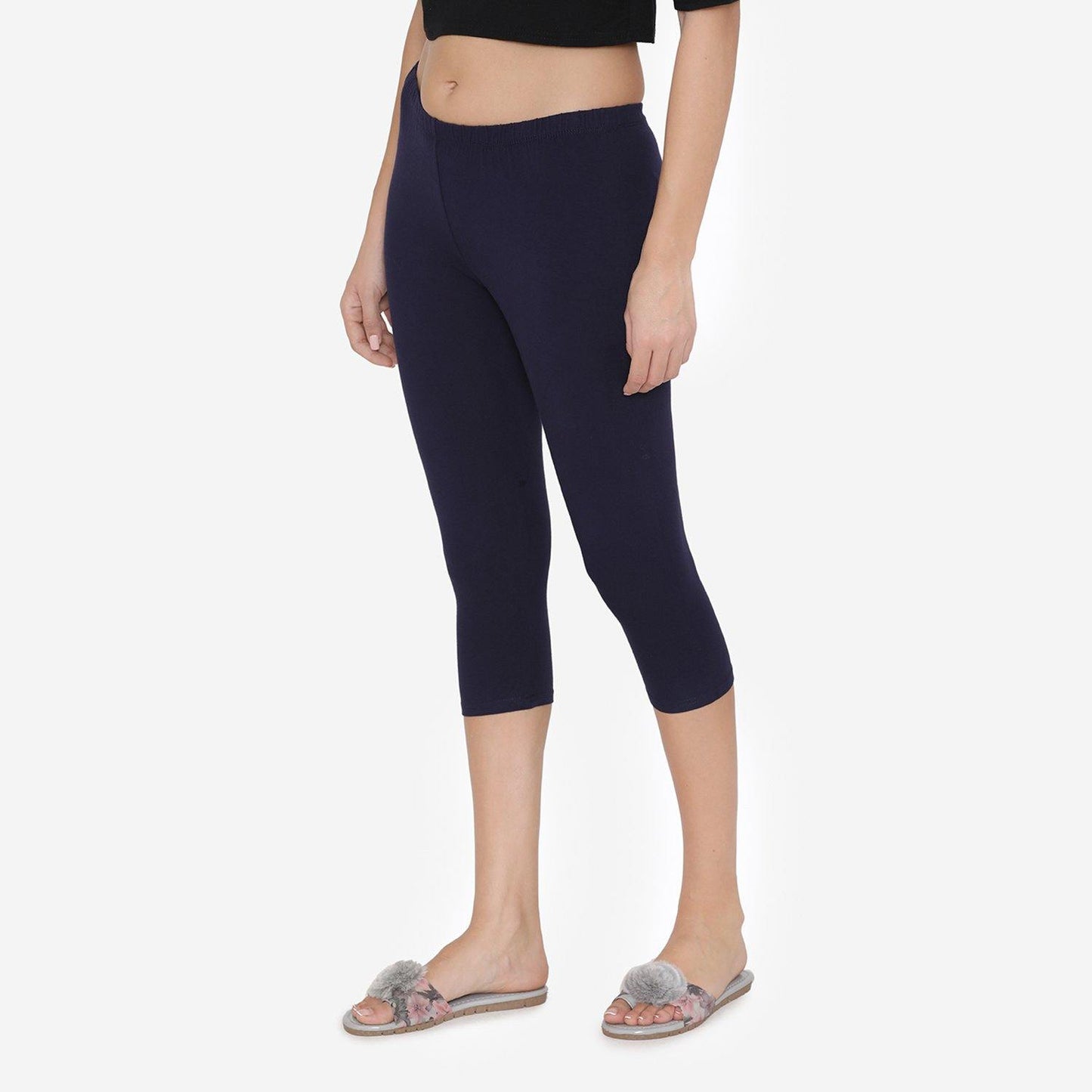 Women's Comfy Classy Capri Leggings - Navy - Bonjour Group