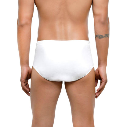 Men's Low-Rise Classic Cotton Briefs in White Combo - Pack Of 2 - Bonjour Group
