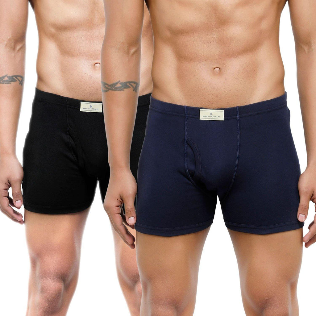 Men's Mid-Rise Classic Cotton Trunks  - Pack Of 2 - Bonjour Group