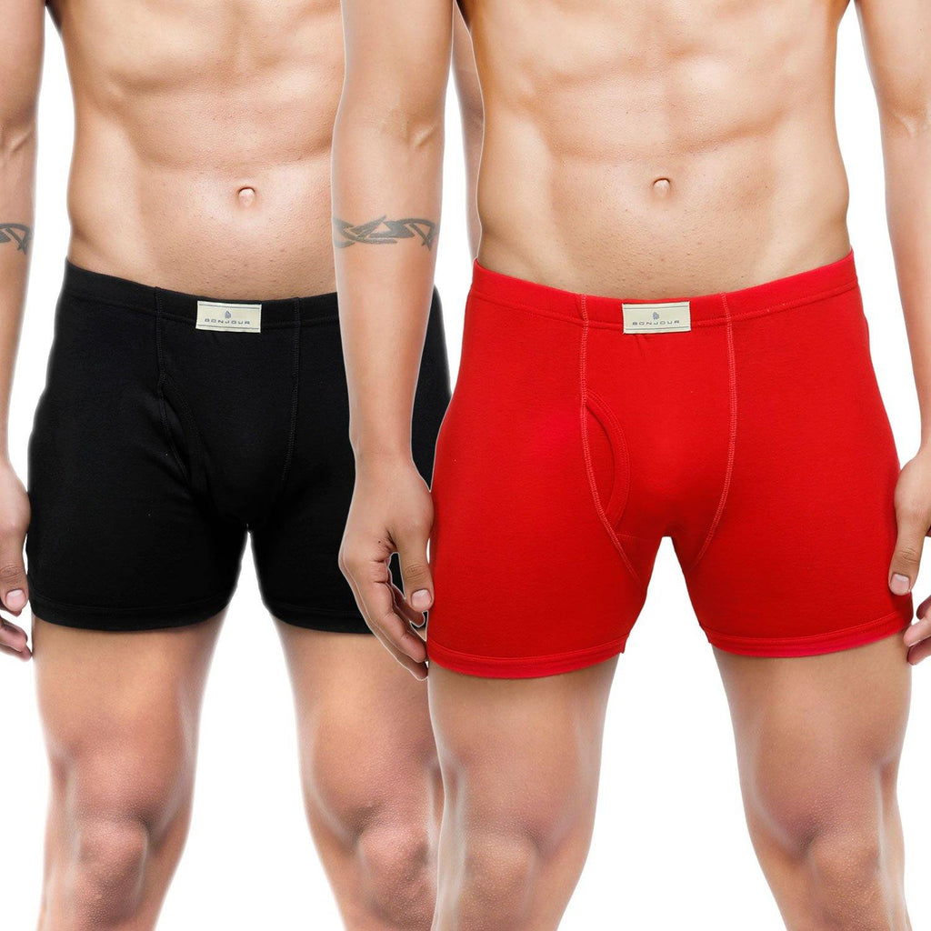 Men's Mid-Rise Classic Cotton Trunks - Pack Of 2 - Bonjour Group