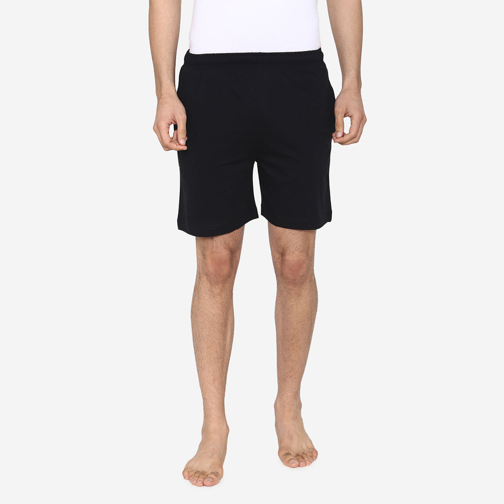 Men's Plain Comfy Cotton Shorts - Black