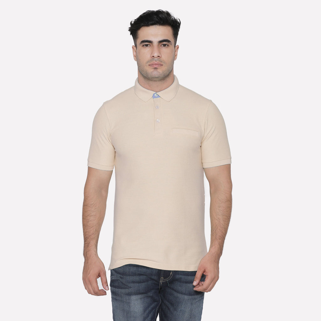 Men's Polo Collar Half Sleeve T-Shirt - Wisper Pink