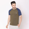Men's Regular Fit Half Sleeves Sports & Gym T-Shirt - Olive/Airforce