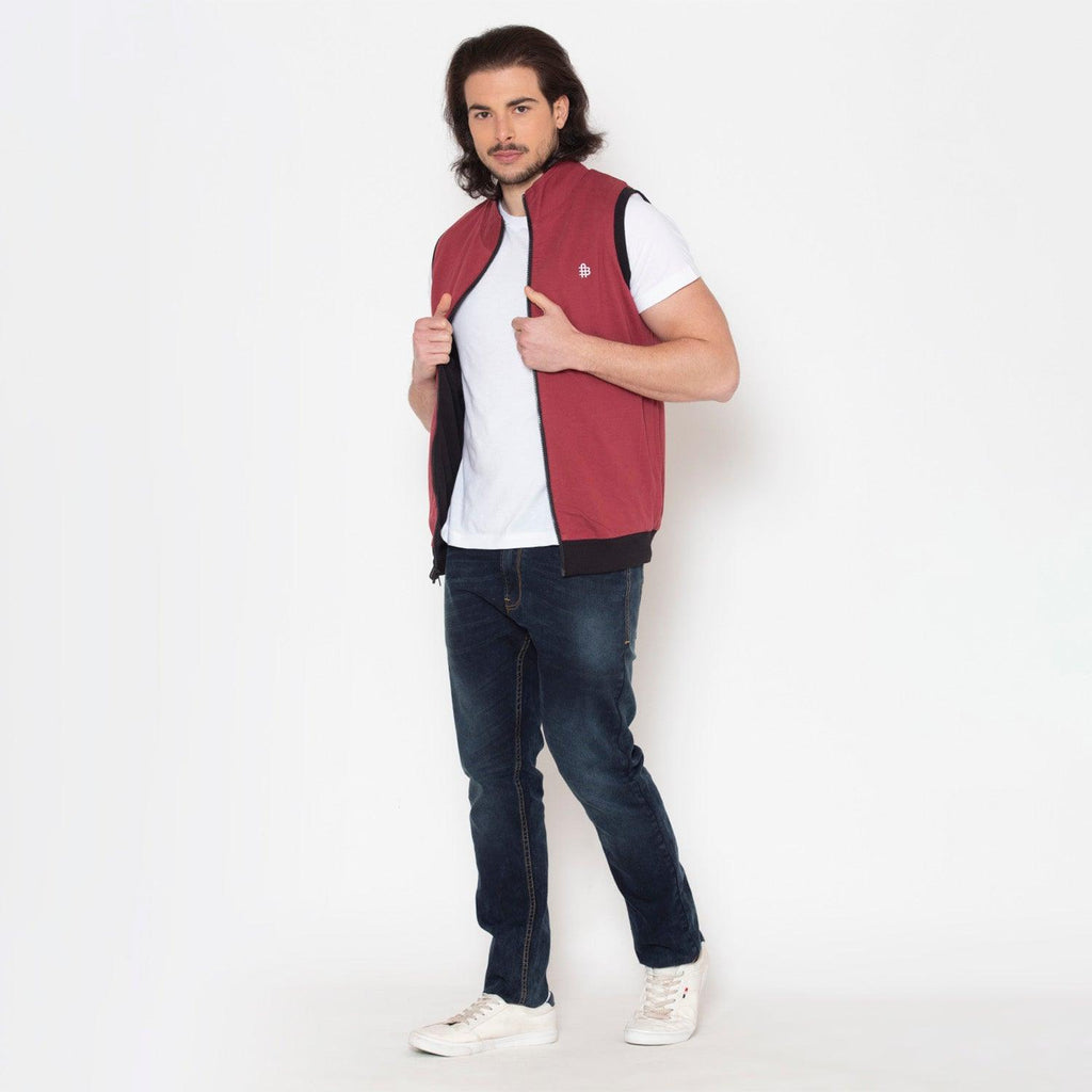 Men's Plain Sleeveless Reversible Jacket 
