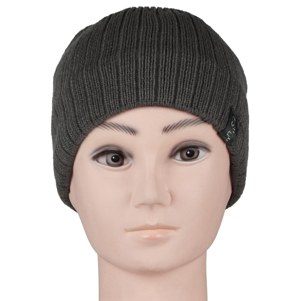 Men's Knitted Woolen Cap - Dark Grey
