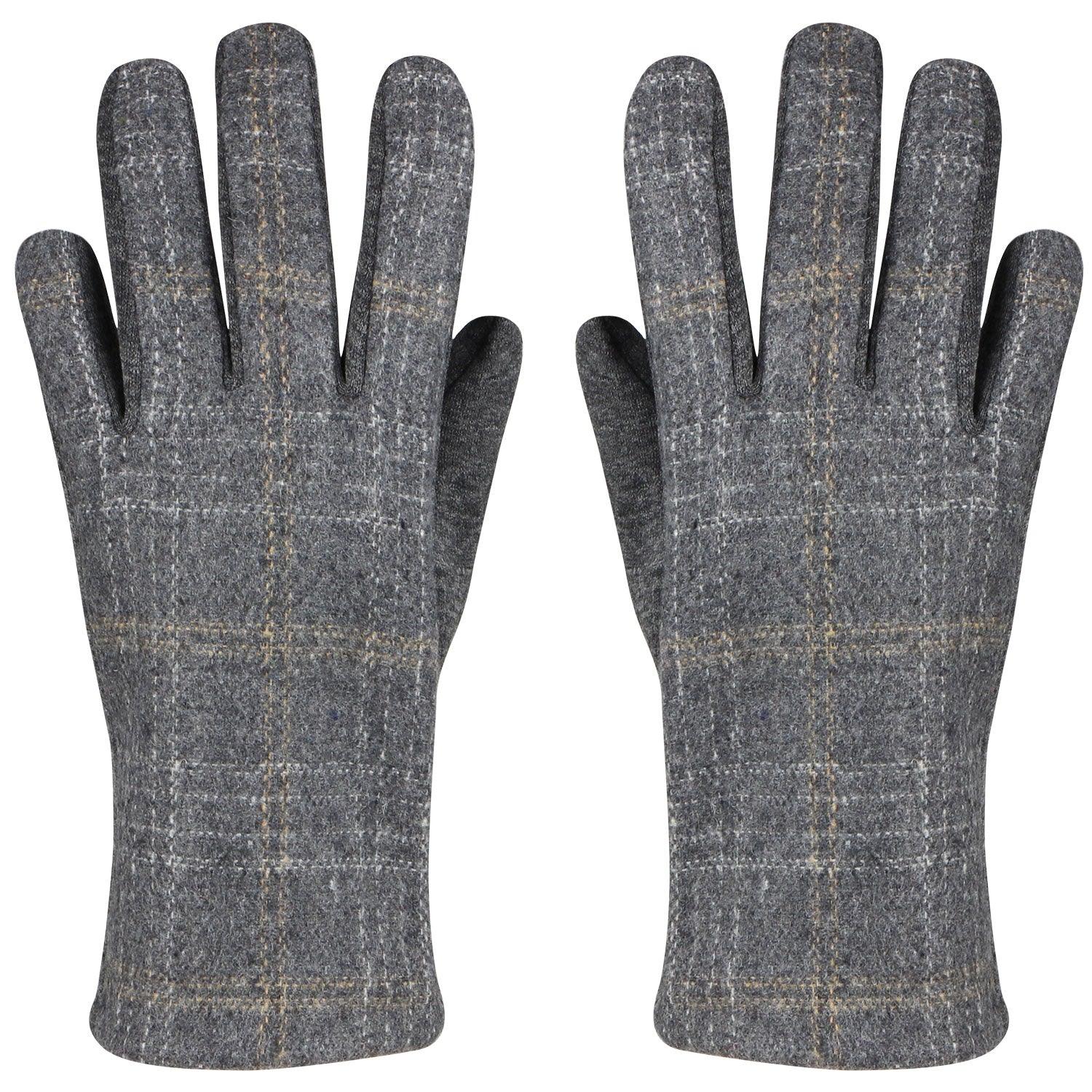 Men's Woolen Gloves In Grey