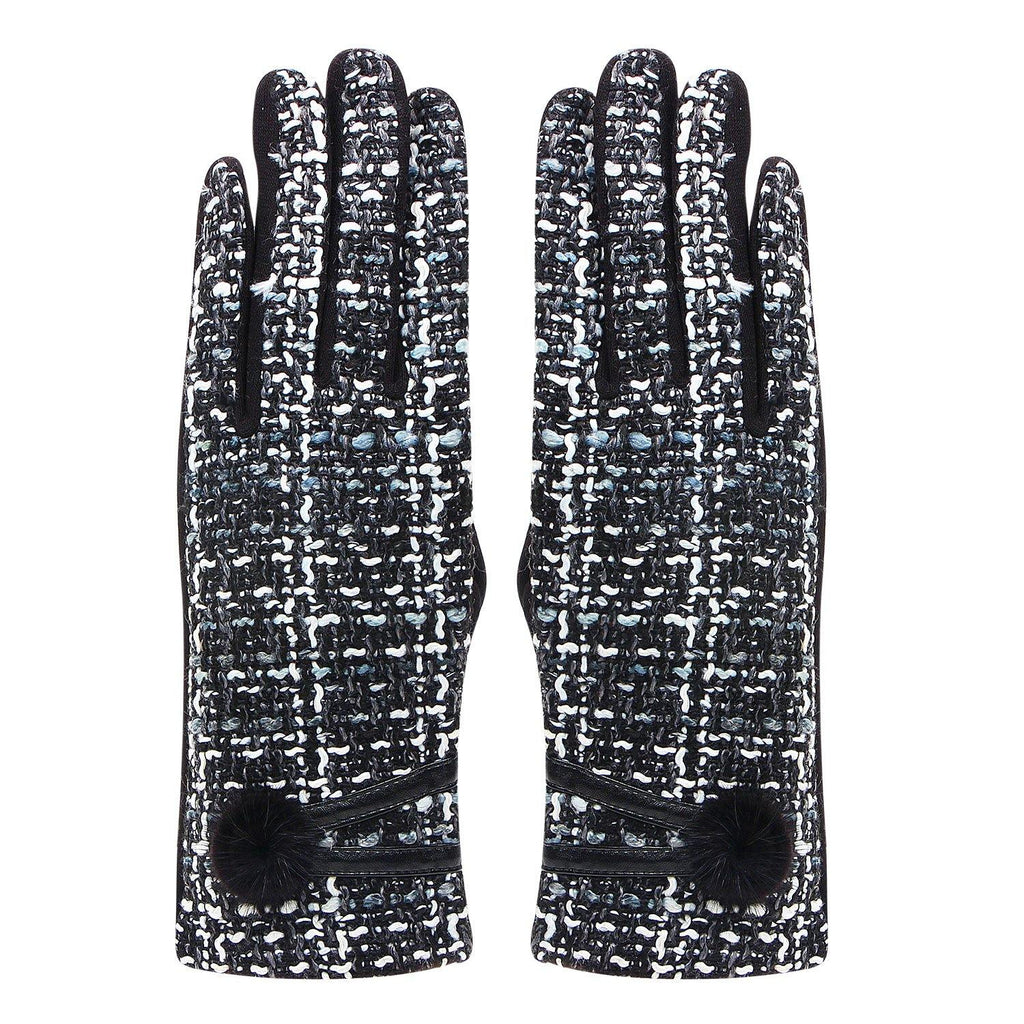 Designer Winter Gloves For Women - Black/Grey - Bonjour Group