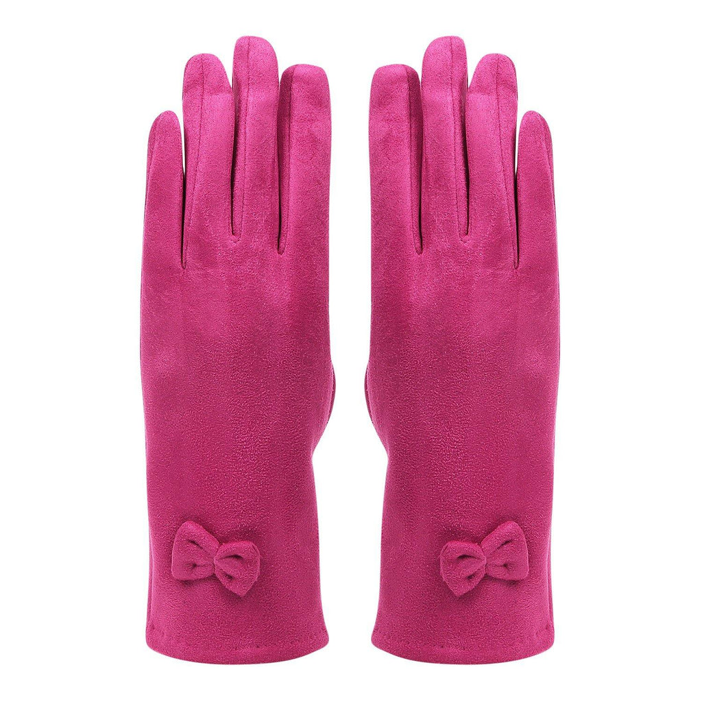 Fashionable Bow Pattern Winter Gloves for Women- Fuchsia - Bonjour Group