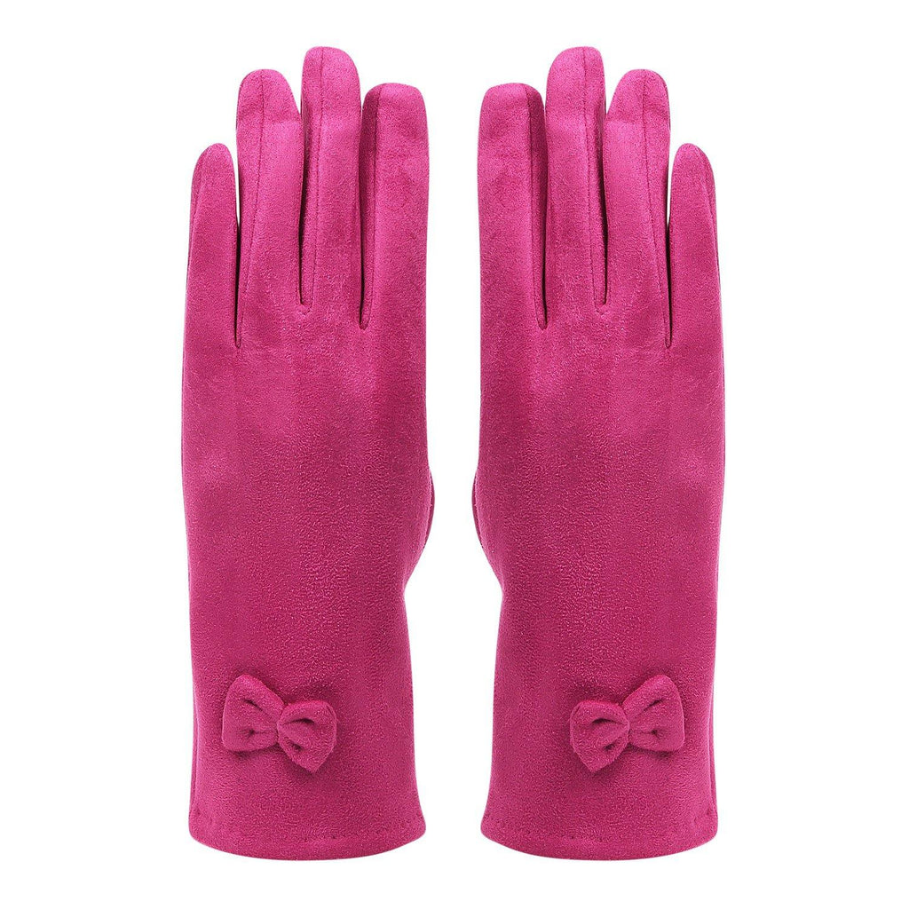 Fashionable Bow Pattern Winter Gloves for Women- Fuchsia - Bonjour Group