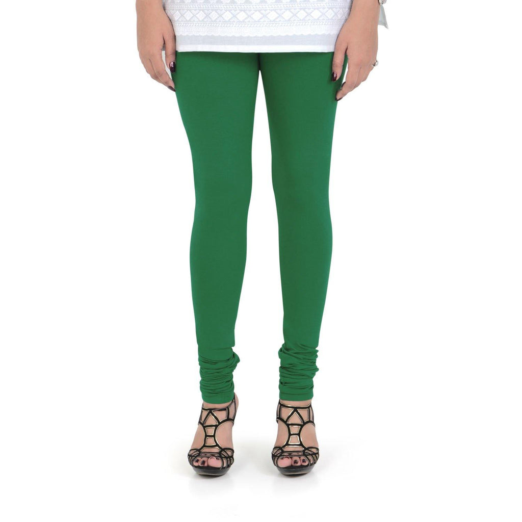 Vami Women's Cotton Stretchable Churidar Legging - Rich Green - Bonjour Group