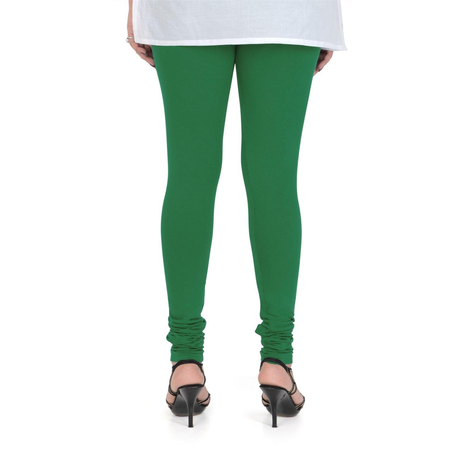 Vami Women's Cotton Stretchable Churidar Legging - Rich Green - Bonjour Group