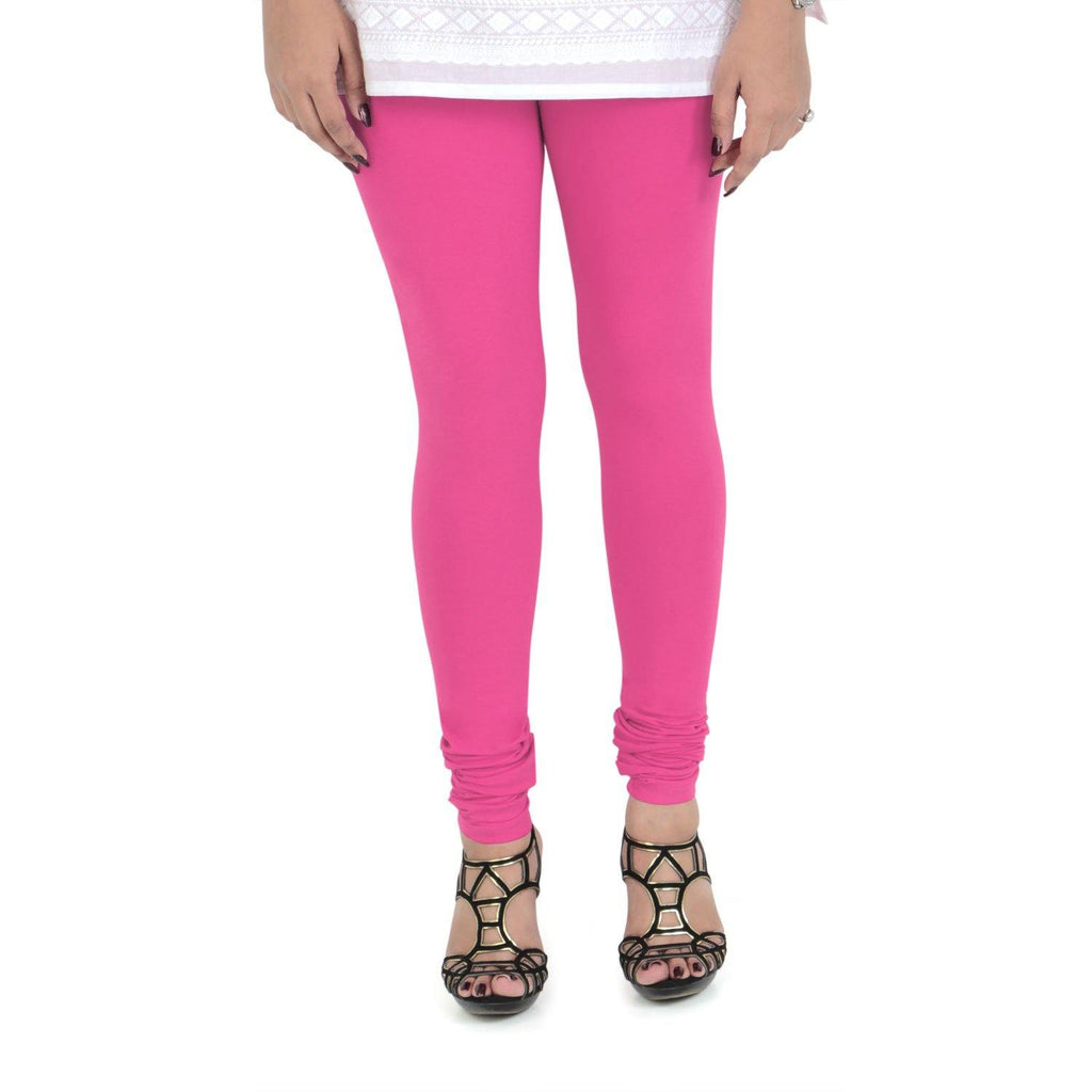 Vami Women's Cotton Stretchable Churidar Legging - Bright Rose - Bonjour Group