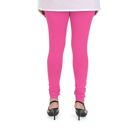 Vami Women's Cotton Stretchable Churidar Legging - Bright Rose - Bonjour Group