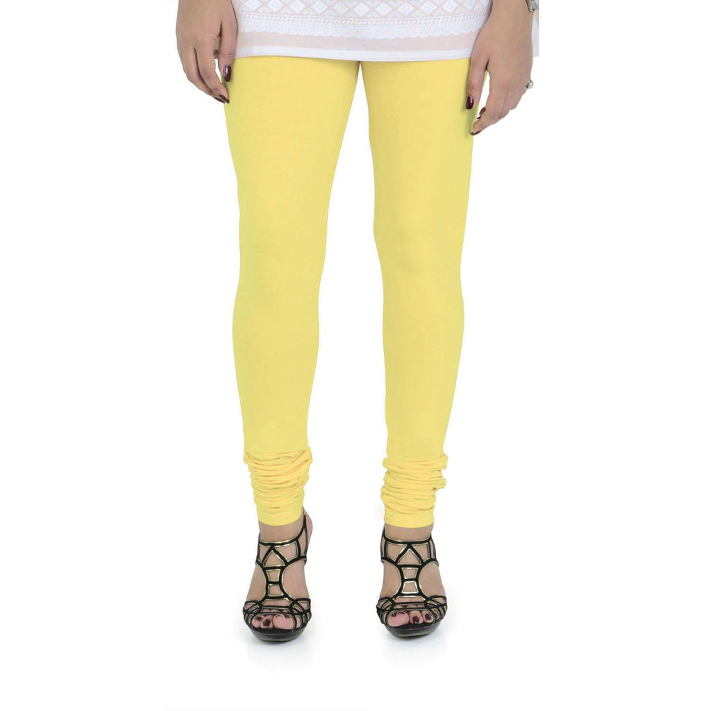 Vami Women's Cotton Stretchable Churidar Legging - Butter Cup - Bonjour Group