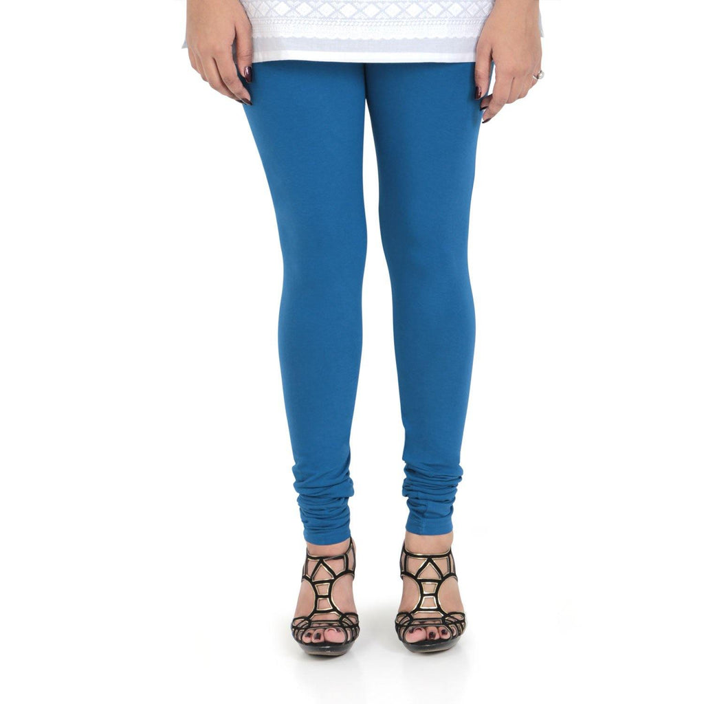 Vami Women's Cotton Stretchable Churidar Legging - Strong Blue - Bonjour Group