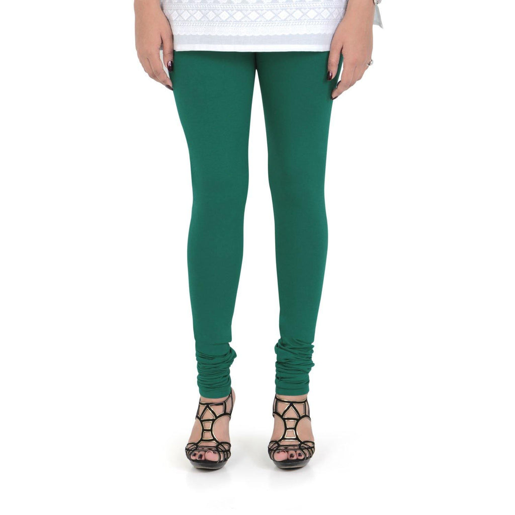 Vami Women's Cotton Stretchable Churidar Legging - Mountain Green - Bonjour Group