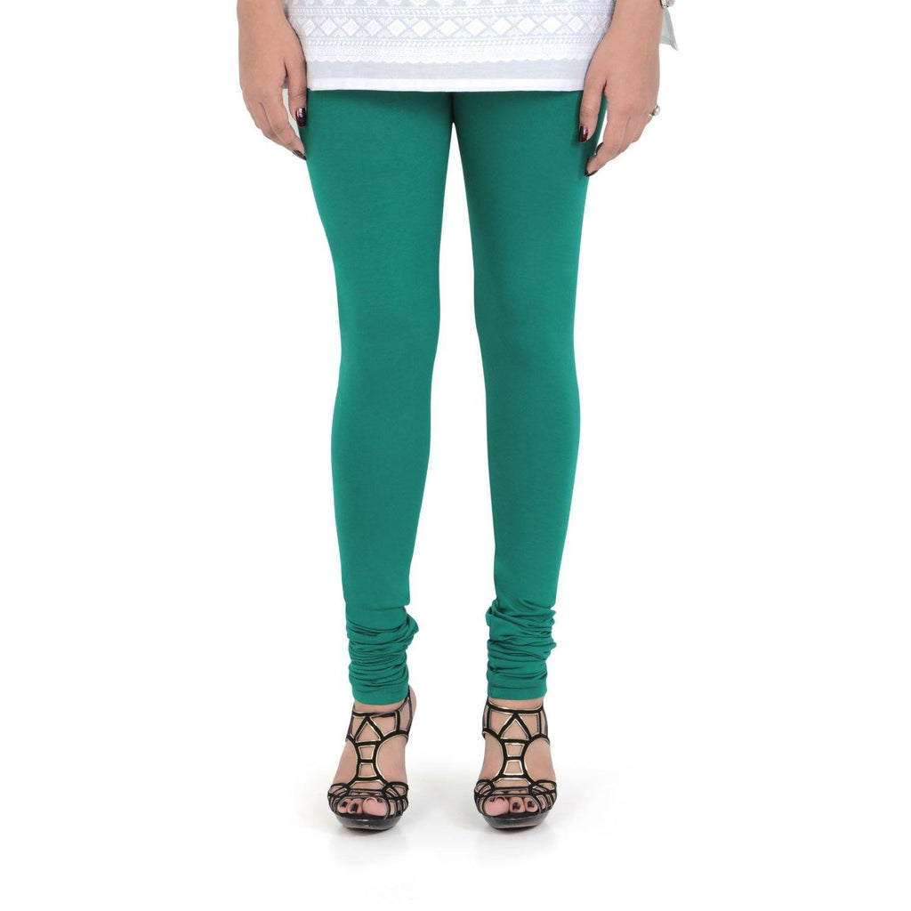 Vami Women's Cotton Stretchable Churidar Legging - Spectra Green - Bonjour Group