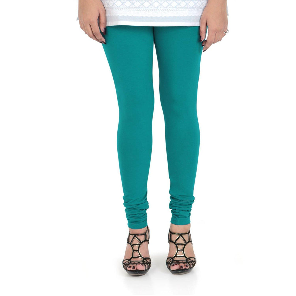 Vami Women's Cotton Stretchable Churidar Legging - Water Green - Bonjour Group