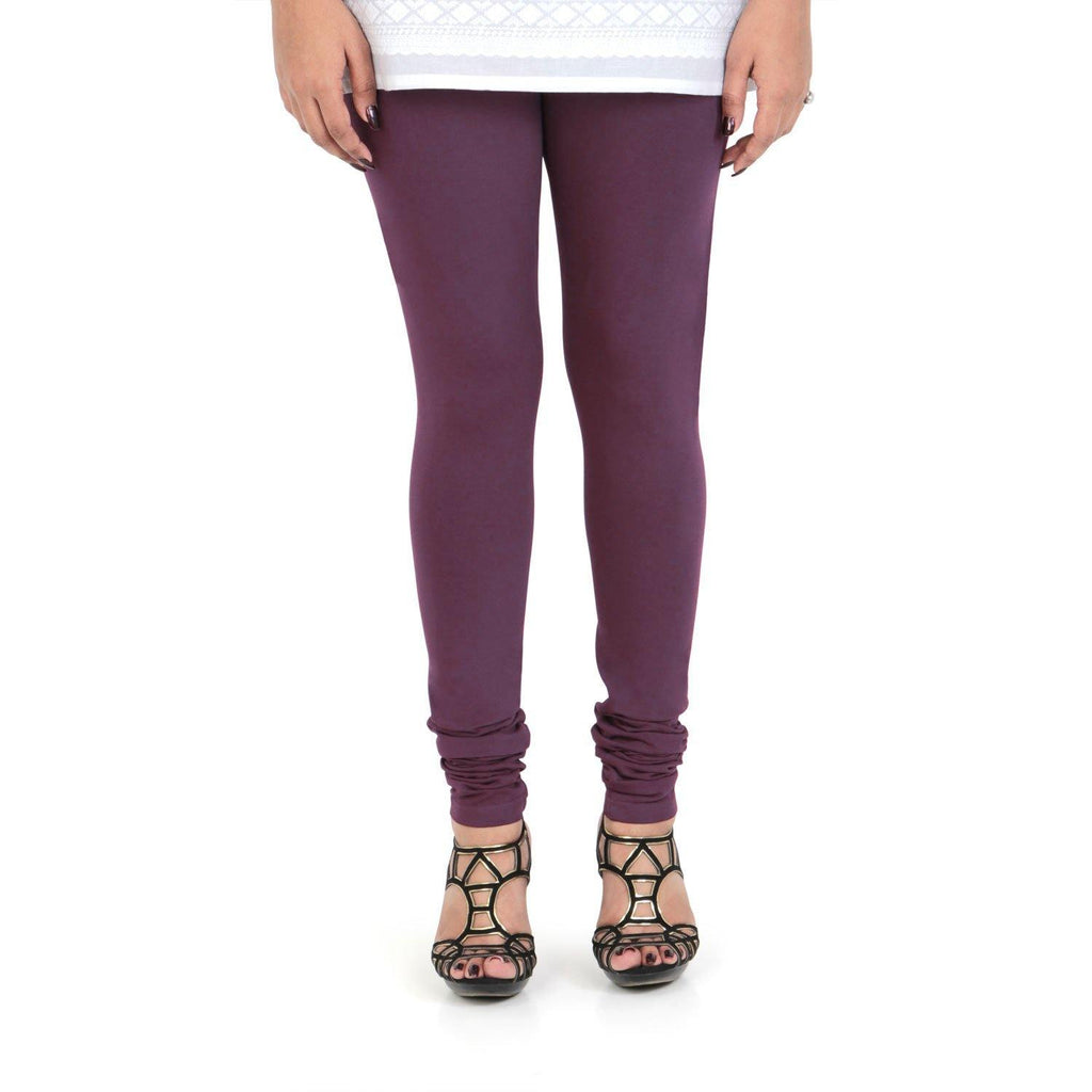 Vami Women's Cotton Stretchable Churidar Legging - BlackBerry Wine - Bonjour Group