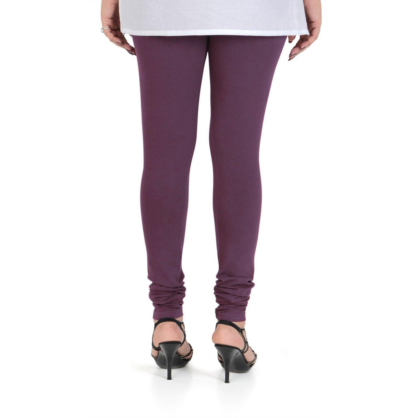 Vami Women's Cotton Stretchable Churidar Legging - BlackBerry Wine - Bonjour Group