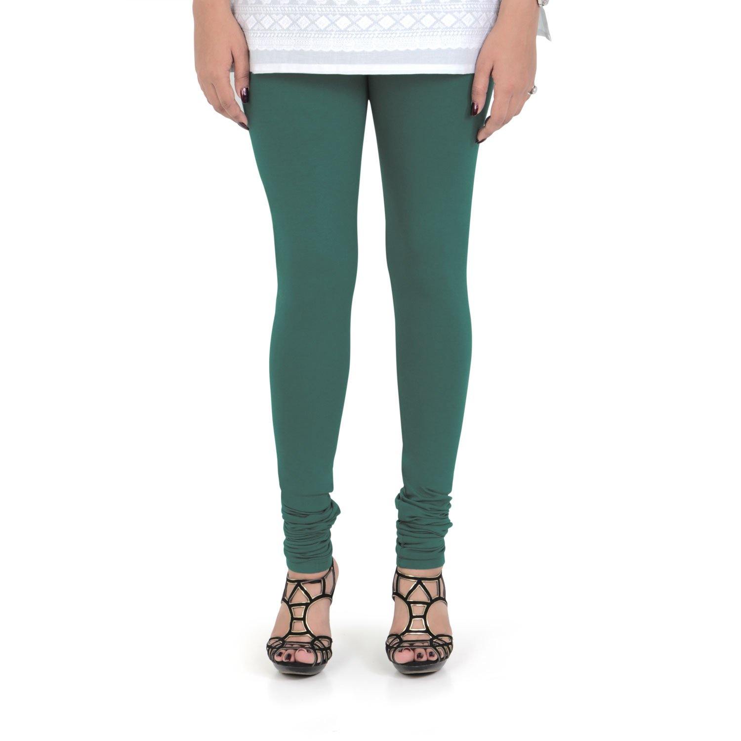 Vami Women's Cotton Stretchable Churidar Legging - Forest Green - Bonjour Group