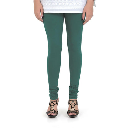 Vami Women's Cotton Stretchable Churidar Legging - Forest Green - Bonjour Group