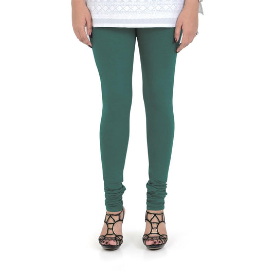 Vami Women's Cotton Stretchable Churidar Legging - Forest Green - Bonjour Group