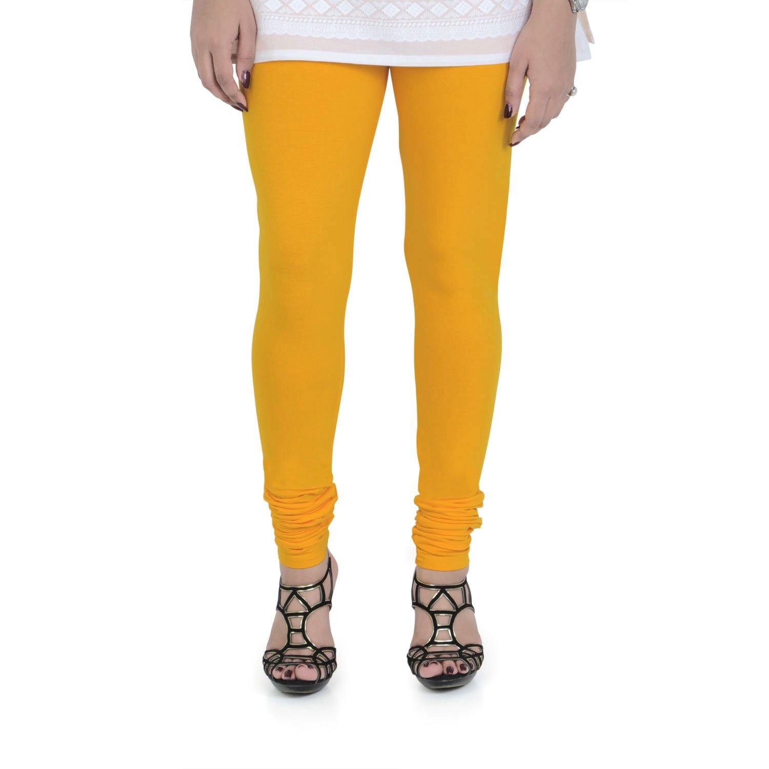 Vami Women's Cotton Stretchable Churidar Legging - Golden Glow - Bonjour Group