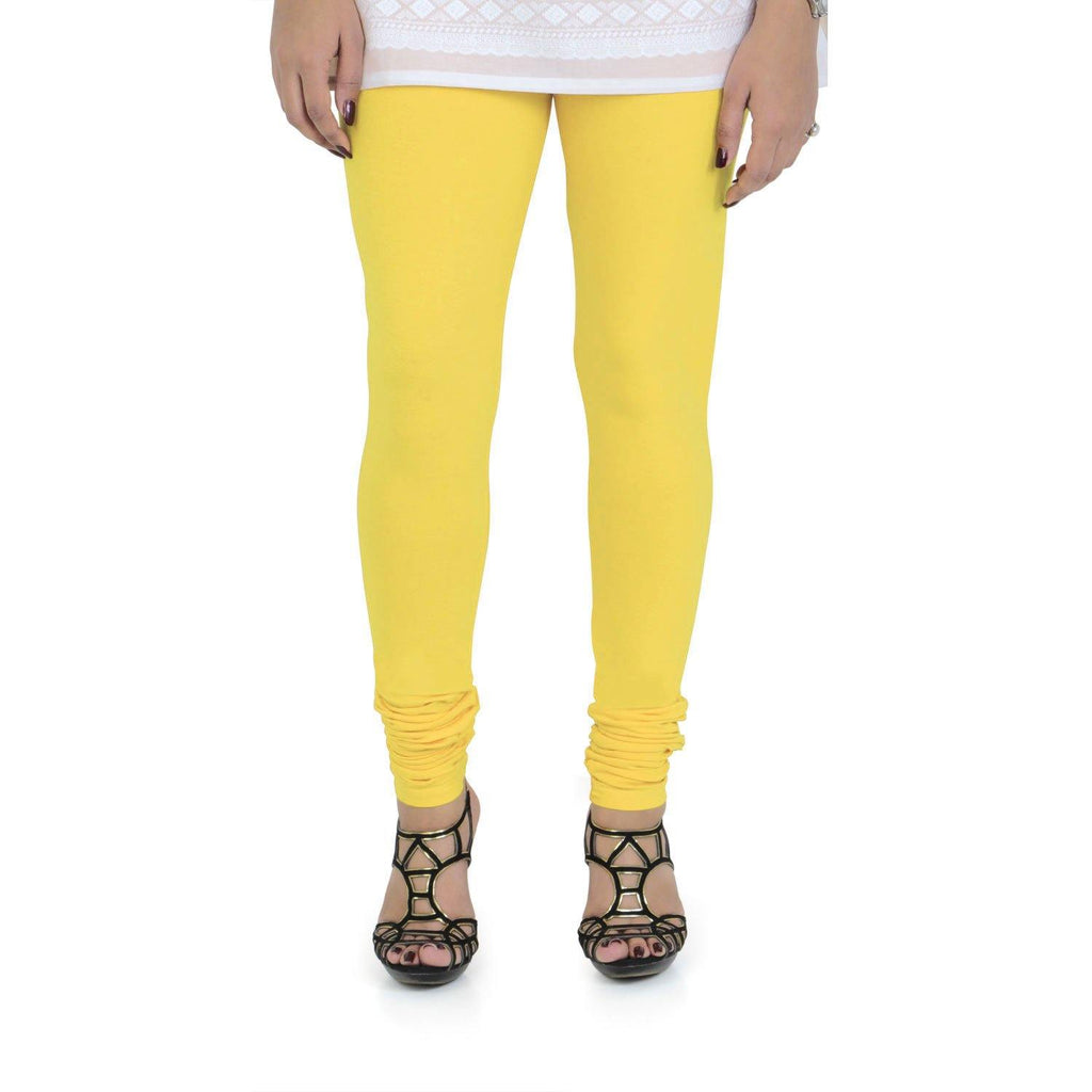 Vami Women's Cotton Stretchable Churidar Legging - Empire Yellow - Bonjour Group