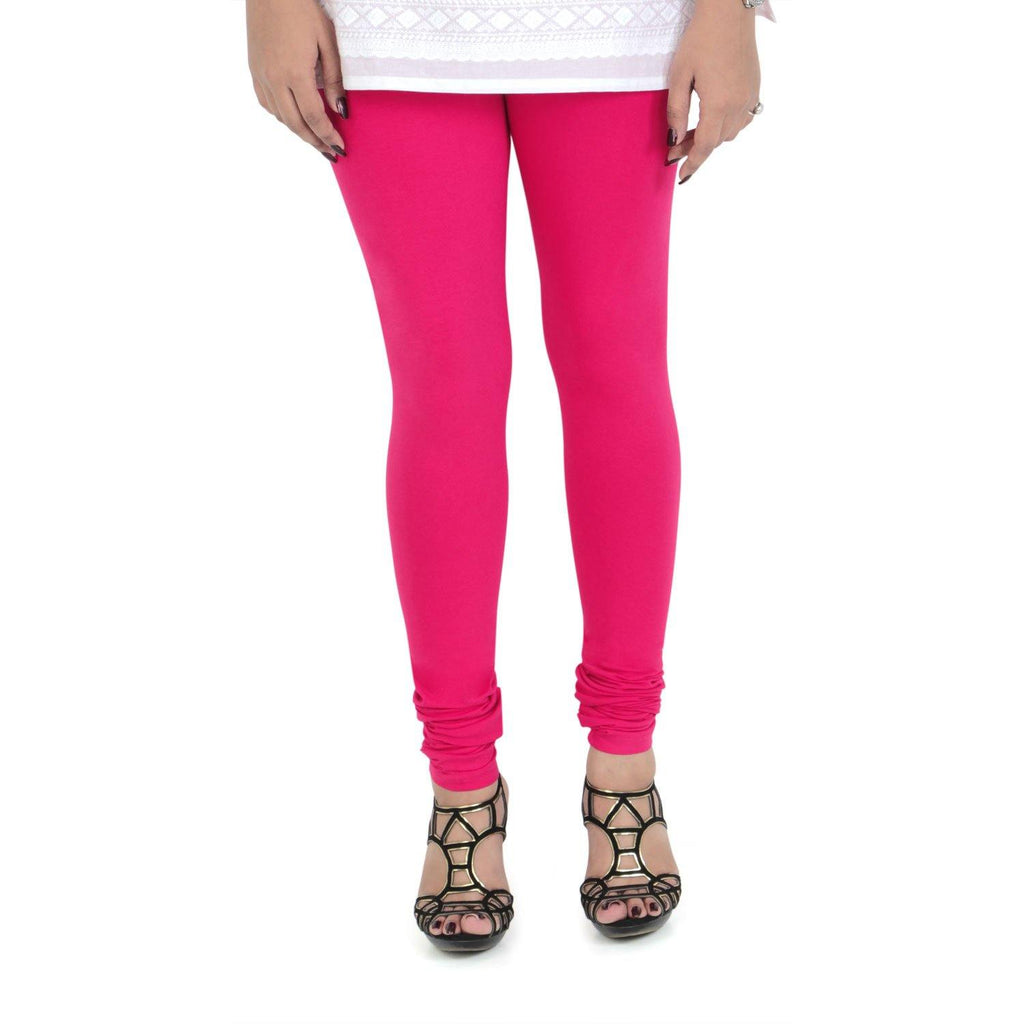 Vami Women's Cotton Stretchable Churidar Legging - Electro Pink - Bonjour Group