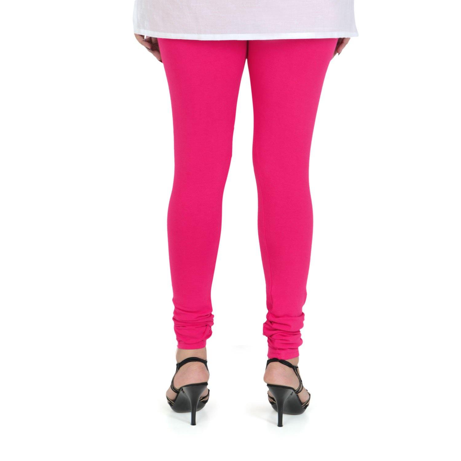 Vami Women's Cotton Stretchable Churidar Legging - Electro Pink - Bonjour Group