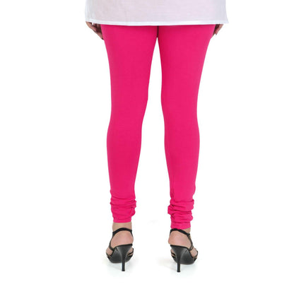 Vami Women's Cotton Stretchable Churidar Legging - Electro Pink - Bonjour Group
