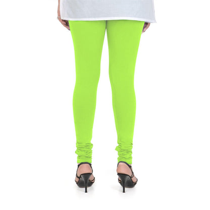 Vami Women's Cotton Stretchable Churidar Legging - Shocking Lime - Bonjour Group