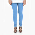 Women's Cotton Churidar Leggings (Free Size) - Ocean Blue