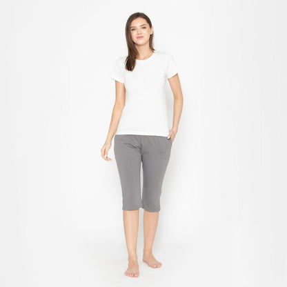 Women's Plain Knitted Capri - Charcoal Grey