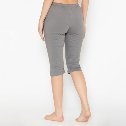 Women's Plain Knitted Capri - Charcoal Grey