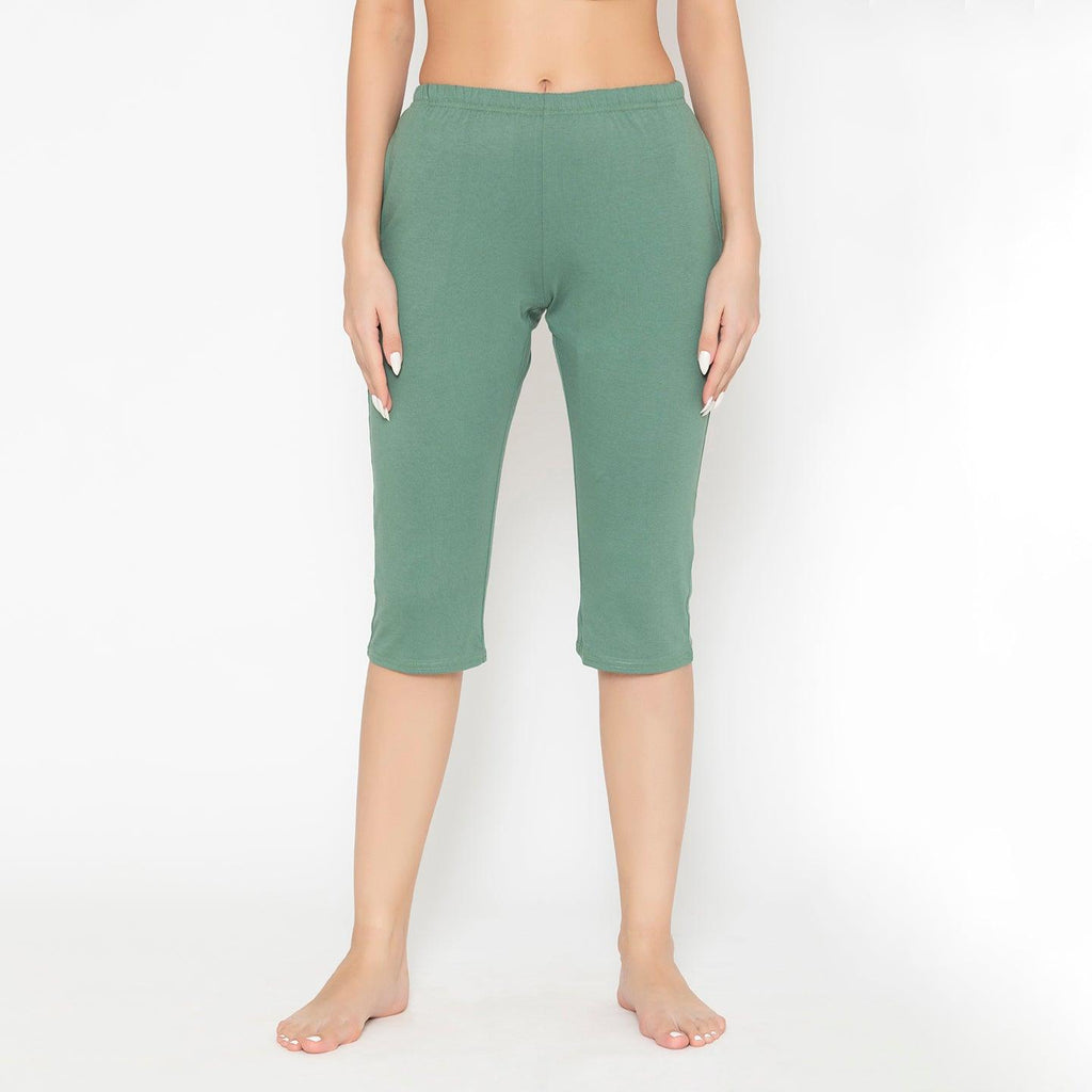 Ladies Plain Knitted Capri - Green 