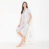 Women's Cotton Printed Night Suit Set of Shirt & Capri - White