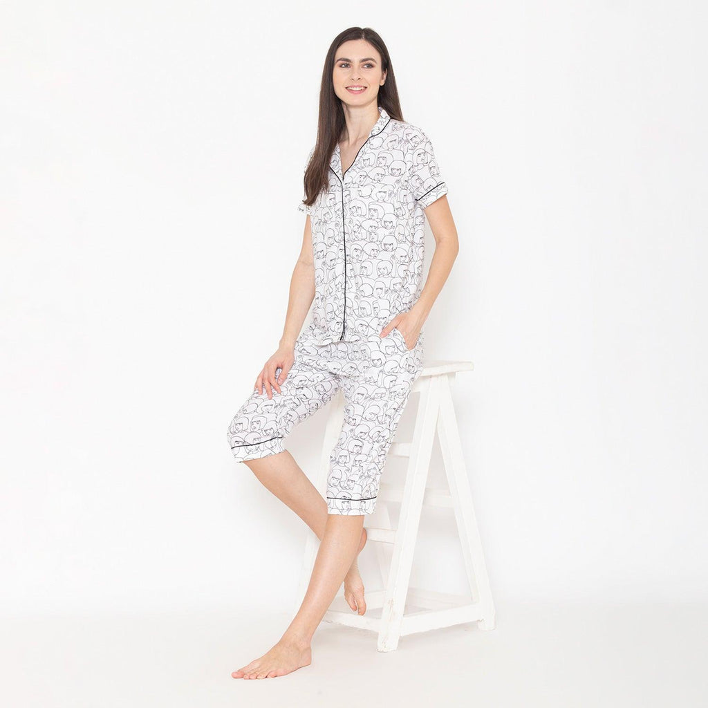 Women's Printed Night Suit Set of Shirt & Lower – BONJOUR