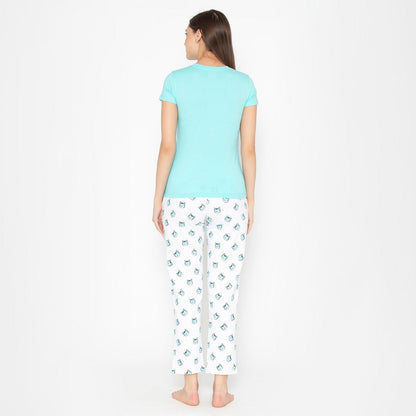 Printed Night Suit Set of Shirt & Lower For Women