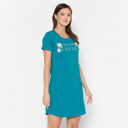 Ladies Cotton Sleepshirt In Green