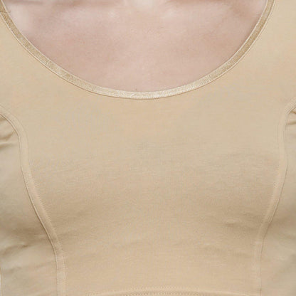 Vami Women's Cotton Stretchable Readymade Blouses - Beige - Bonjour Group