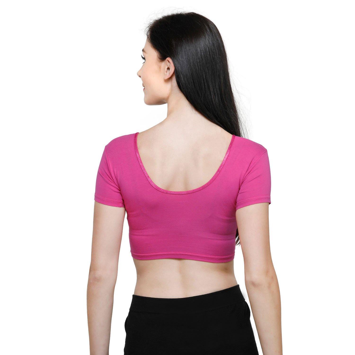 Vami Women's Cotton Stretchable Readymade Blouses -Bright Rose - Bonjour Group