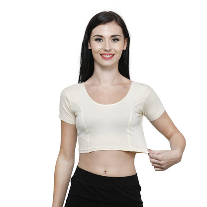 Vami Women's Cotton Stretchable Readymade Blouses - Butter Milk - Bonjour Group