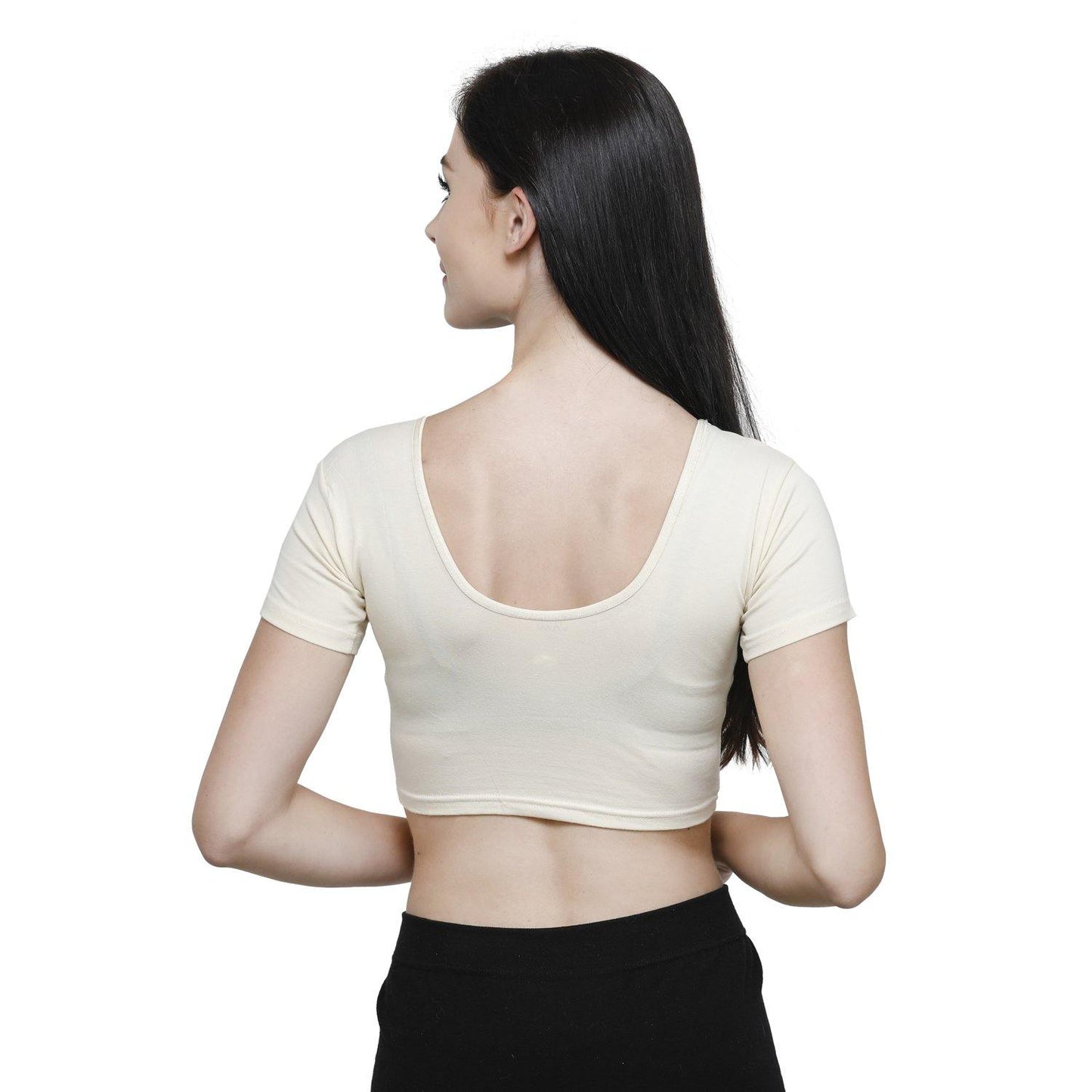 Vami Women's Cotton Stretchable Readymade Blouses - Butter Milk - Bonjour Group