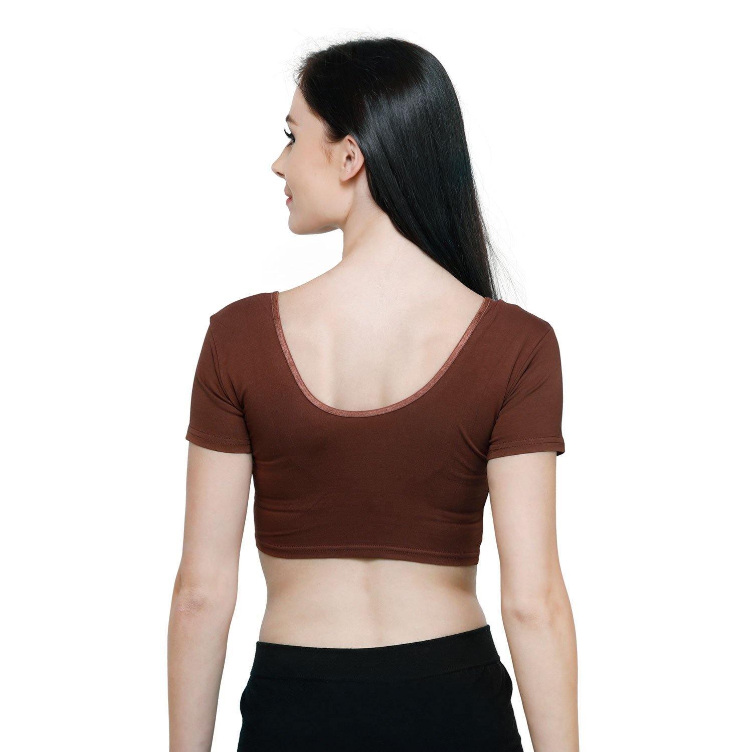 Vami Women's Cotton Stretchable Readymade Blouses - Chocolate Truffle - Bonjour Group