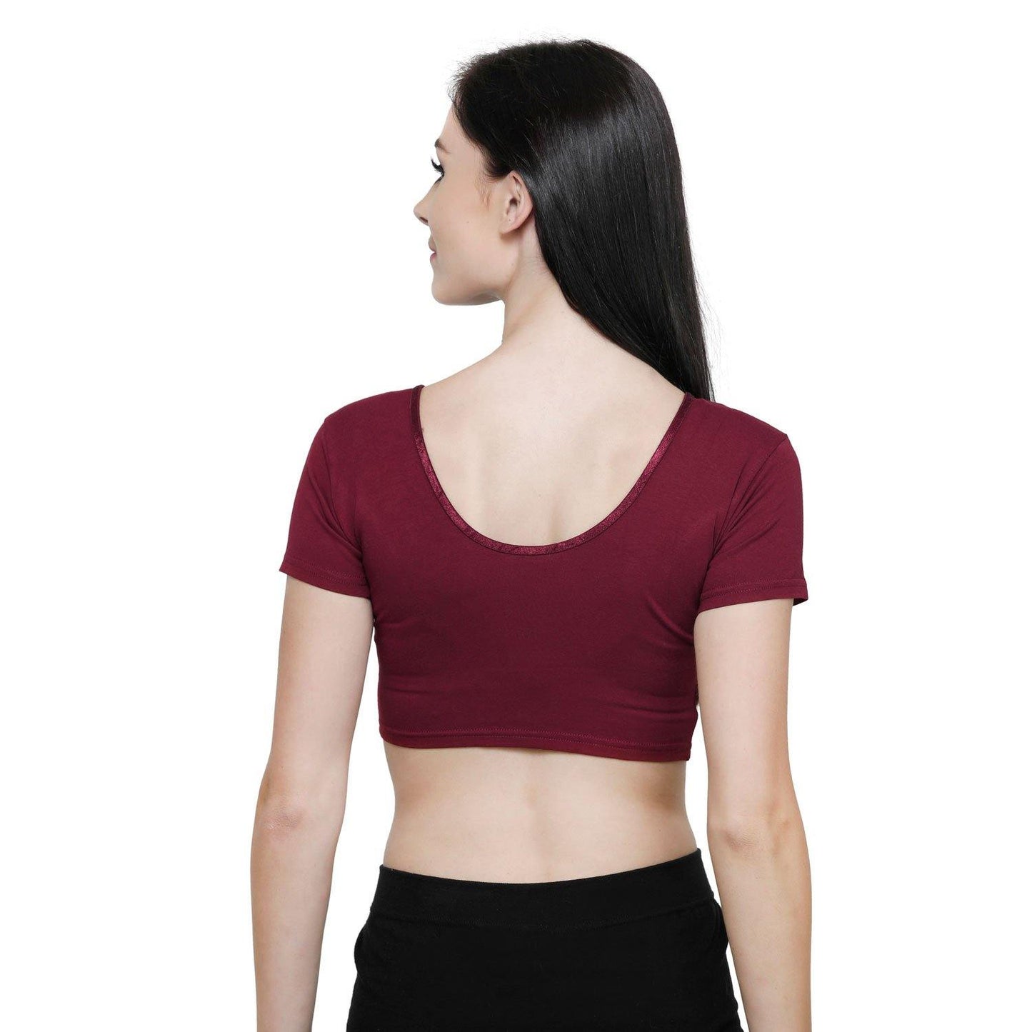 Vami Women's Cotton Stretchable Readymade Blouses - Dark Maroon - Bonjour Group