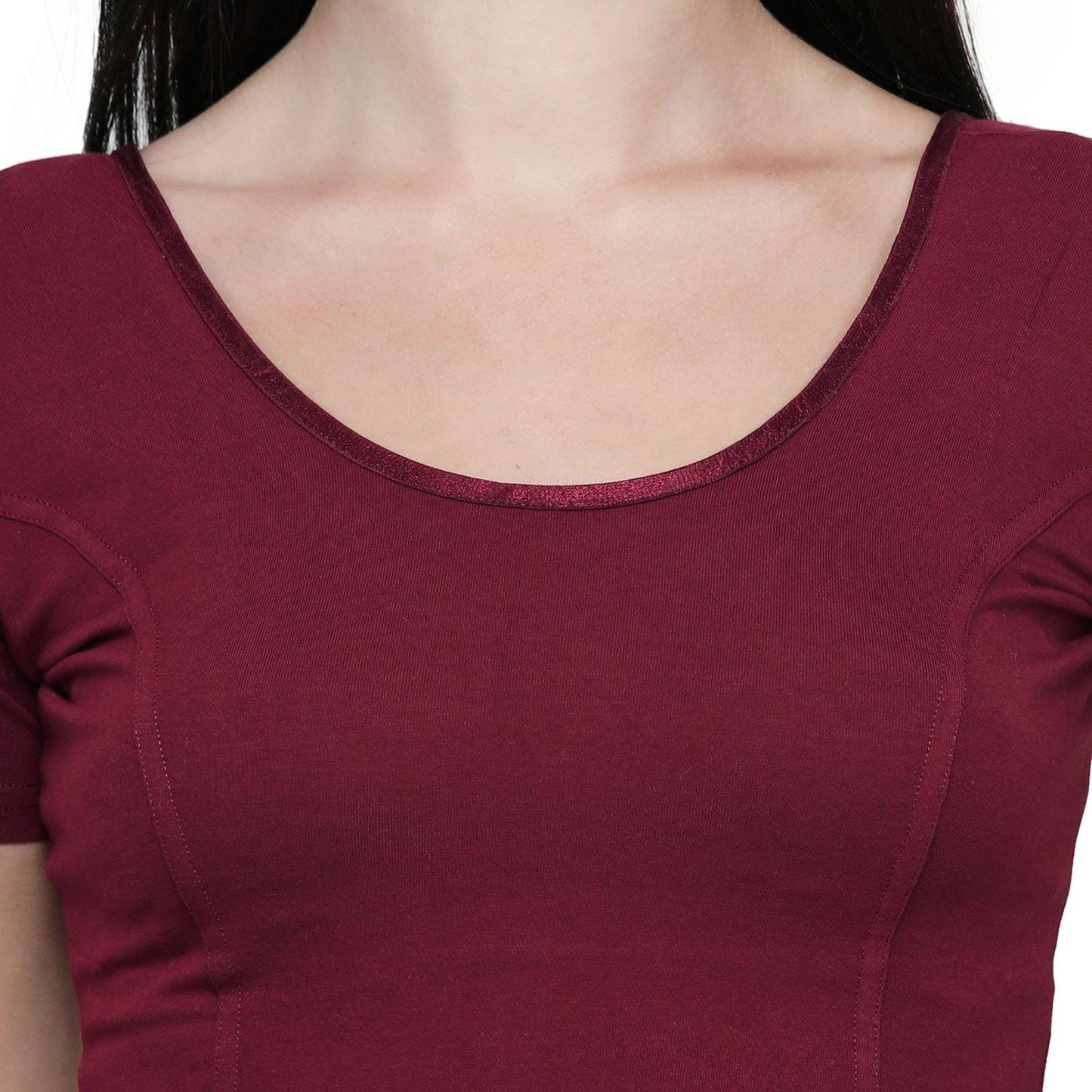 Vami Women's Cotton Stretchable Readymade Blouses - Dark Maroon - Bonjour Group